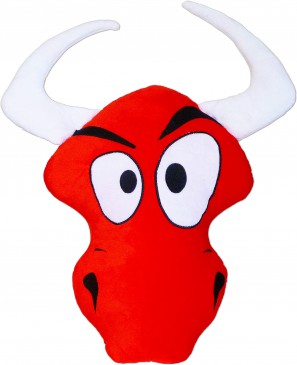 Hornoxe Kissen Pl�schtier Rotes Kuschelkissen Fun-Seite Meme Smiley Kissen Ochse