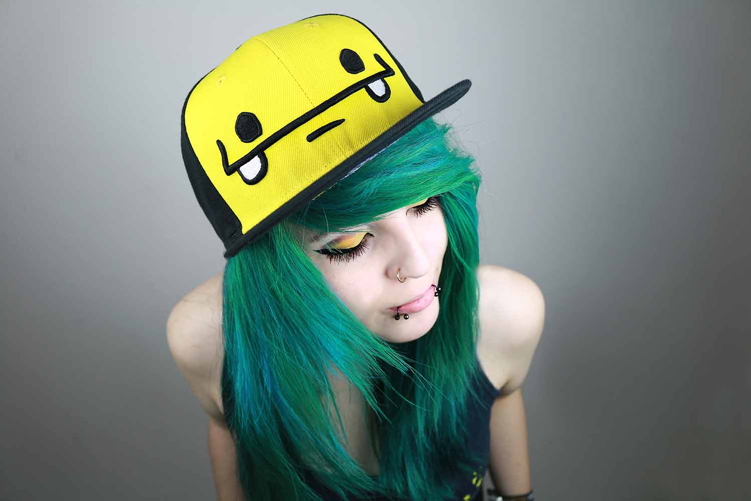 Girl Cap Green Hair Blue Cute Girly Snapback Womand Scene