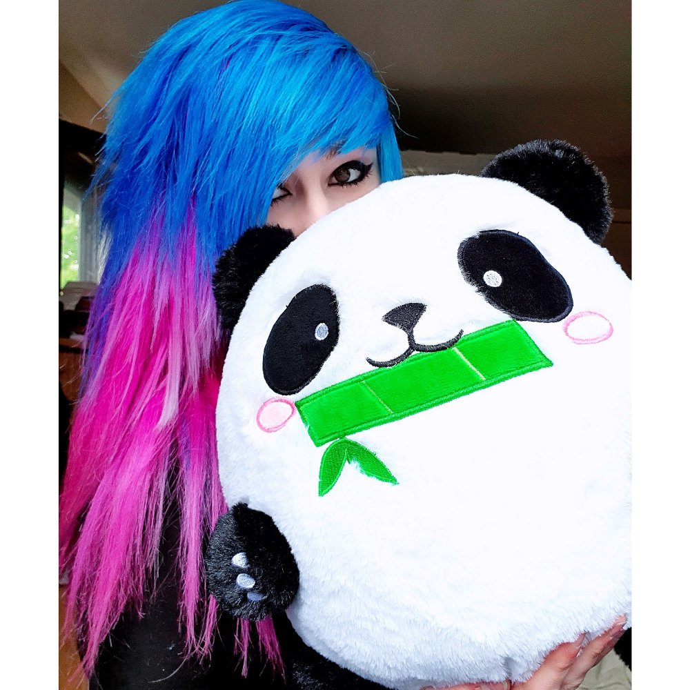 Fat Panda Kissen Girl Maedchen Scene Emo Pink Blau Haare