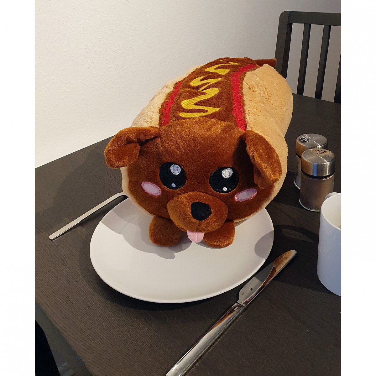 LeKoopa Hotdog Plüschtier Fastfood Kuscheltier Hund Dackel Snack