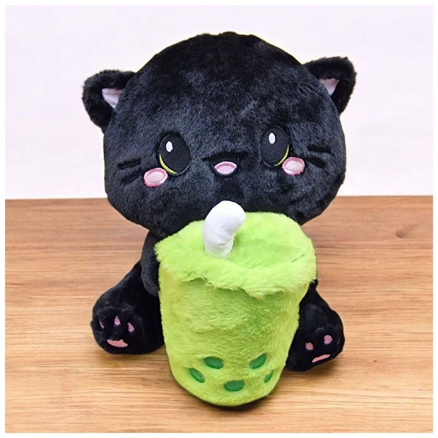 Matcha Pluesch Black Cat Bubble Tea Stofftier