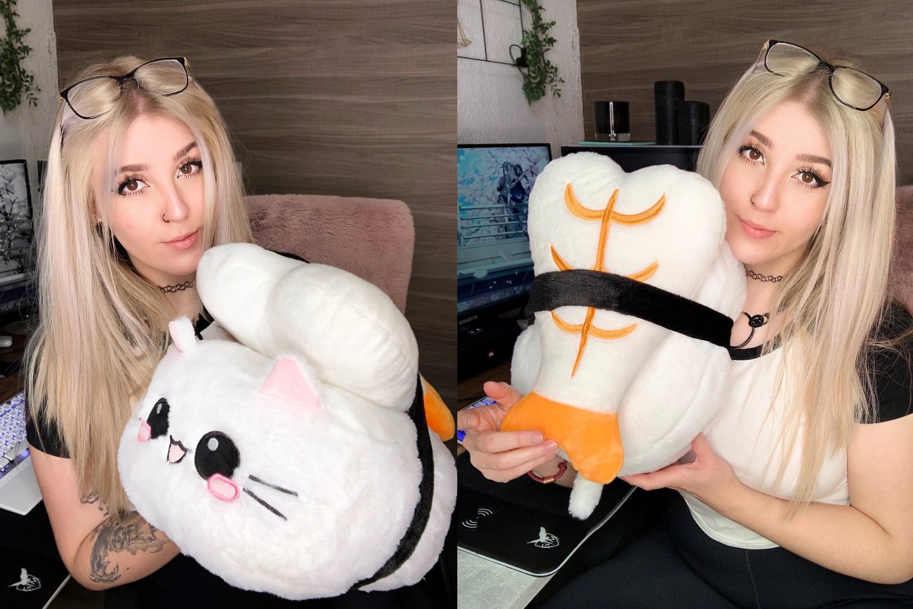 Sushi Cat Kissen Plueschtier Kuscheltier Japan Katze Kitty