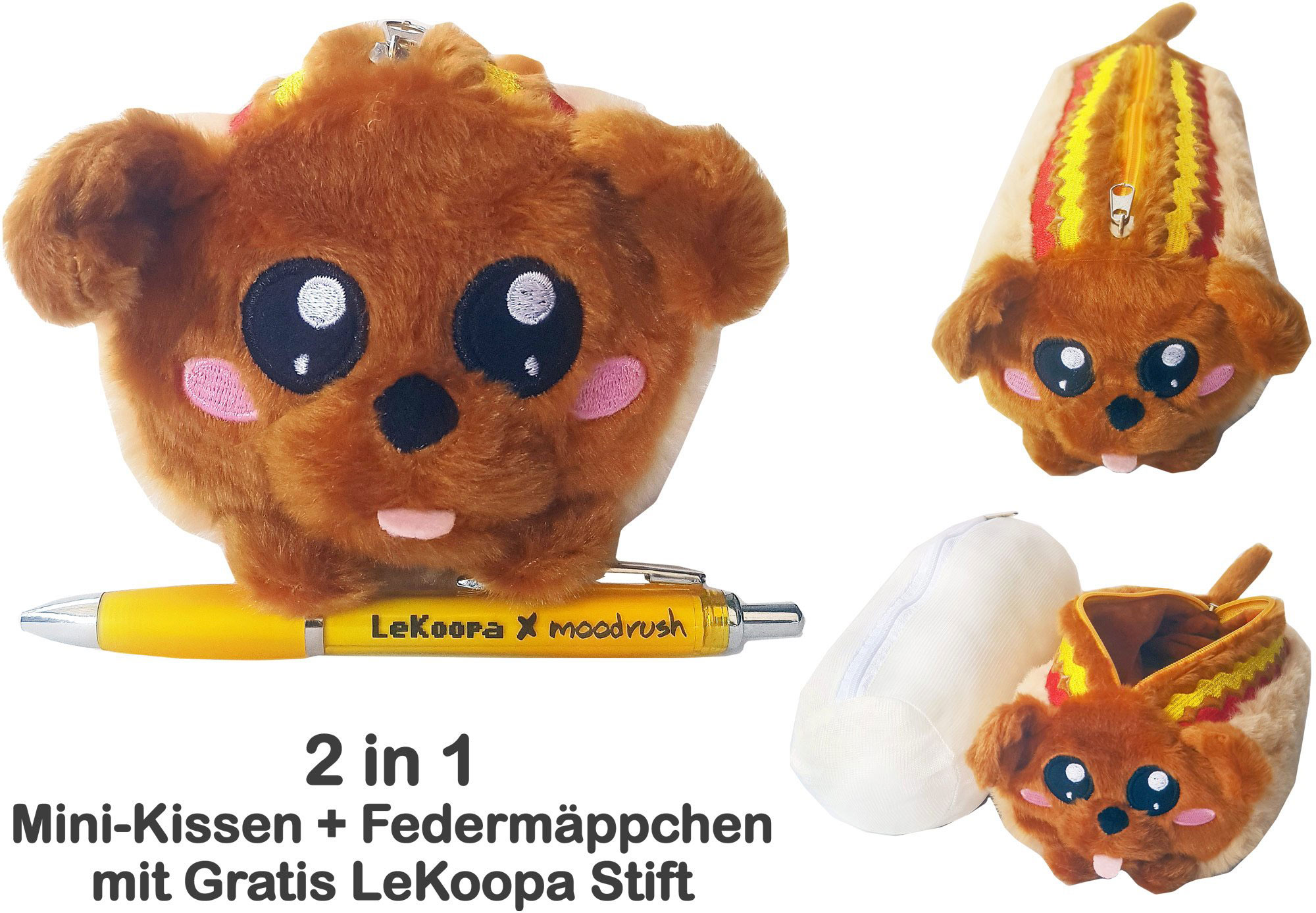 LeKoopa Mini Hotdog Kissen Federmaeppchen Schulbedarf