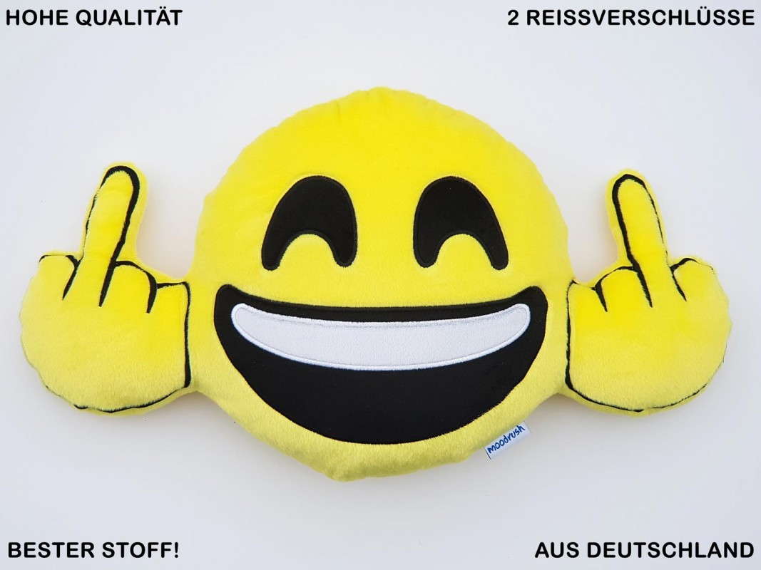 Happy Fuck You Mittelfinger Smiley Kissen Kiss Emoticon Chat Mobile Messenger Plsch