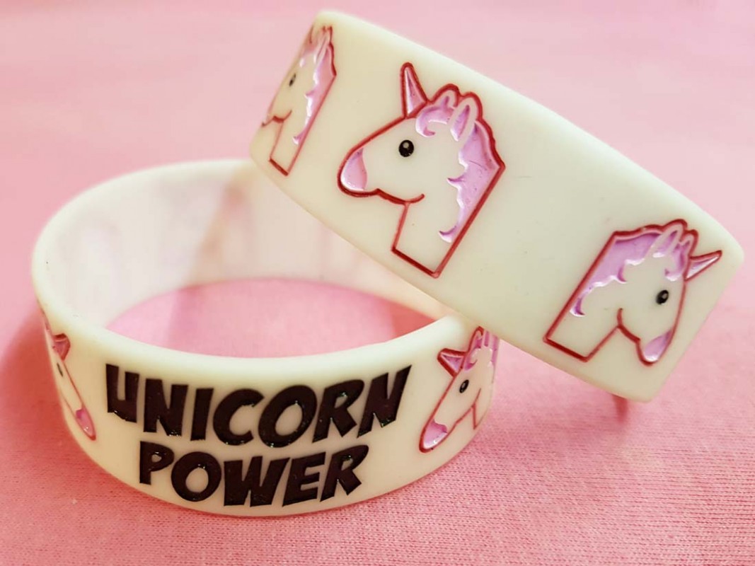 Rosa Einhorn Smiley Armband Leuchtend Unicorn Power