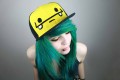 Cute Girl Cap Grne Haare Hair Blue Girly Snapback Scene Lady Woman