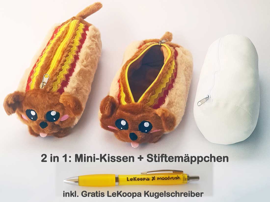 LeKoopa Mini Hot Dog Plüsch Federmäppchen Shop Kuscheltier