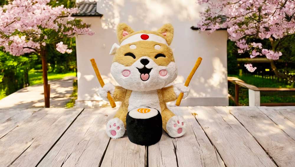 Shiba Inu mit Maki Plueschtier